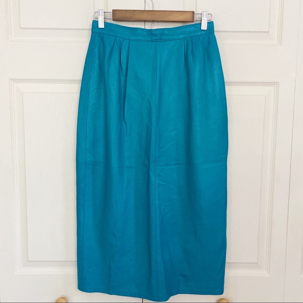 House of Leather Vintage Turquoise Midi Skirt - Picture 10 of 10
